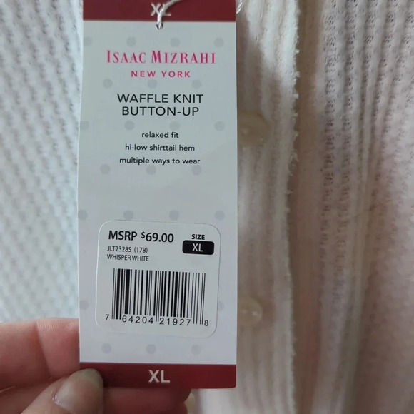 Isaac Mizrahi Waffle Knit top. XL. NWT. - Picture 5 of 9